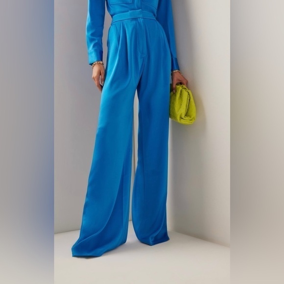 NWT Alex Perry Blue Hutton Pleated Satin Crepe Wide-Leg
Pants sz 0 - Picture 2 of 10